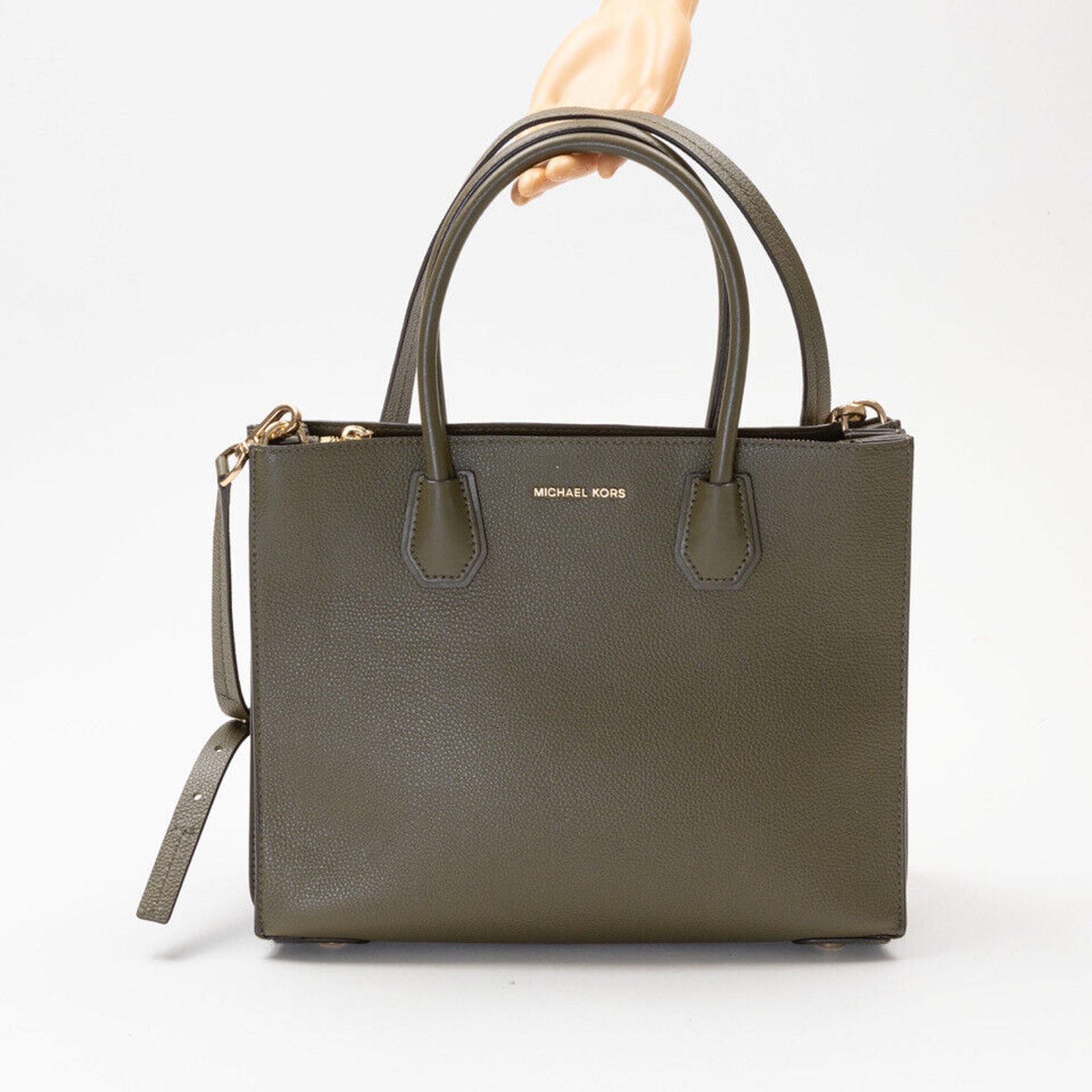 Michael Michael Kors Mercer Large Leather Accordion Tote Bag Olive Green 220085